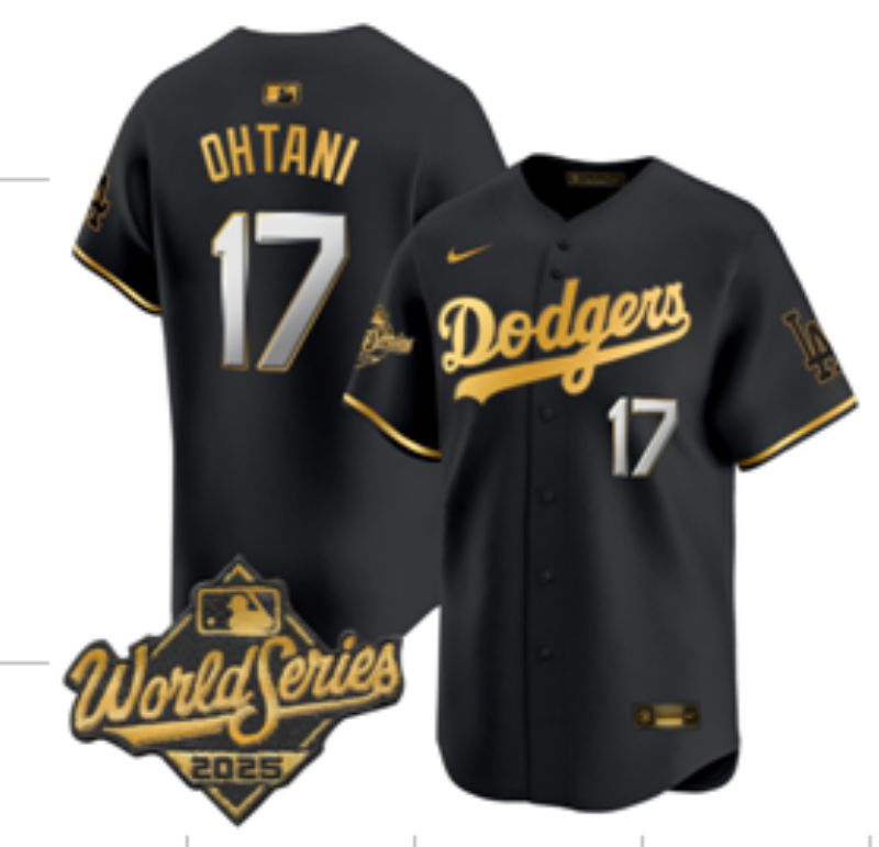 Men 2025 Los Angeles Dodgers #17 Ohtani Black Nike MLB Jersey style 096